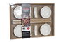DKD Home Decor Set de 12 Sushi Oriental Blanco Natural Gres Bambú 20.3 x 2.5 x 27.3 cm