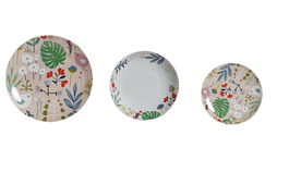 DKD Home Decor Vajilla Urban Multicolor 18 Piezas Porcelana Flores