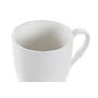 DKD Home Decor Set de 4 Tazas de Gres y Rubberwood Blanco y Natural