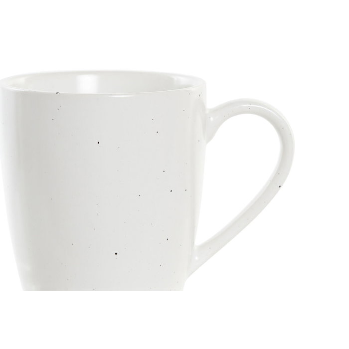 DKD Home Decor Set de 4 Tazas de Gres y Rubberwood Blanco y Natural DKD Home Decor Set de 4 Tazas de Gres y Rubberwood Blanco y Natural