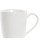 DKD Home Decor Set de 4 Tazas de Gres y Rubberwood Blanco y Natural