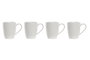DKD Home Decor Tazas Scandi Lianfeng 21 Blanco Natural Set de 4 Piezas 300ml Gres Rubberwood Apto Microondas Lavavajillas 13x31x19 cm