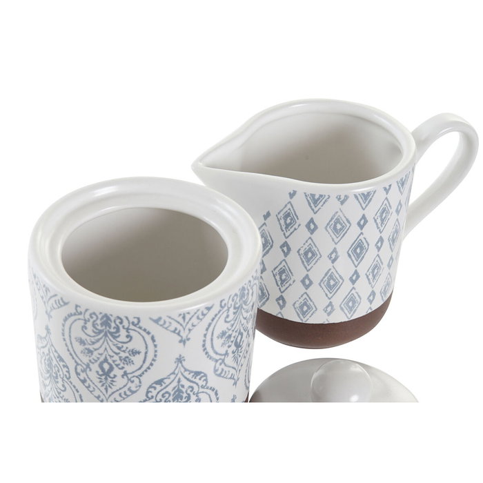 DKD Home Decor Set de 2 Azucareros de Gres Azulejos Azul