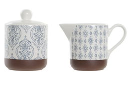 DKD Home Decor Azucarero Árabe Azul Marrón 6.5 x 8 x 12.5 cm Set de 2