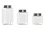 DKD Home Decor Bote Cristal Inox Transparente Plateado Set de 3 Piezas 8.5 x 18 x 8.5 cm