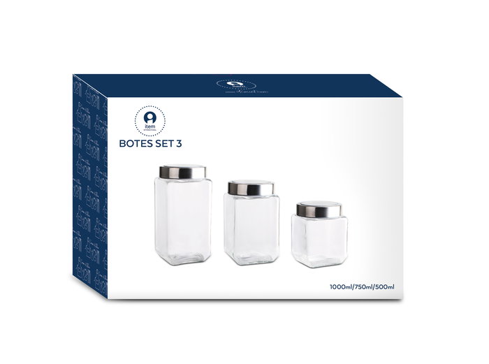 DKD Home Decor Bote Cristal Inox Transparente Plateado Set de 3 Piezas 8.5 x 18 x 8.5 cm DKD Home Decor Bote Cristal Inox Transparente Plateado Set de 3 Piezas 8.5 x 18 x 8.5 cm