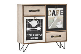 DKD Home Decor Cajonera de 4 Cajones Verde Menta y Café Vichy