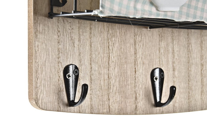 DKD Home Decor Perchero de Pared Shabby Verde Menta Marrón Madera y Metal 9 x 36 x 23 cm