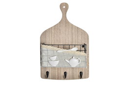 DKD Home Decor Perchero de Pared Shabby Verde Menta Marrón Madera y Metal 9 x 36 x 23 cm