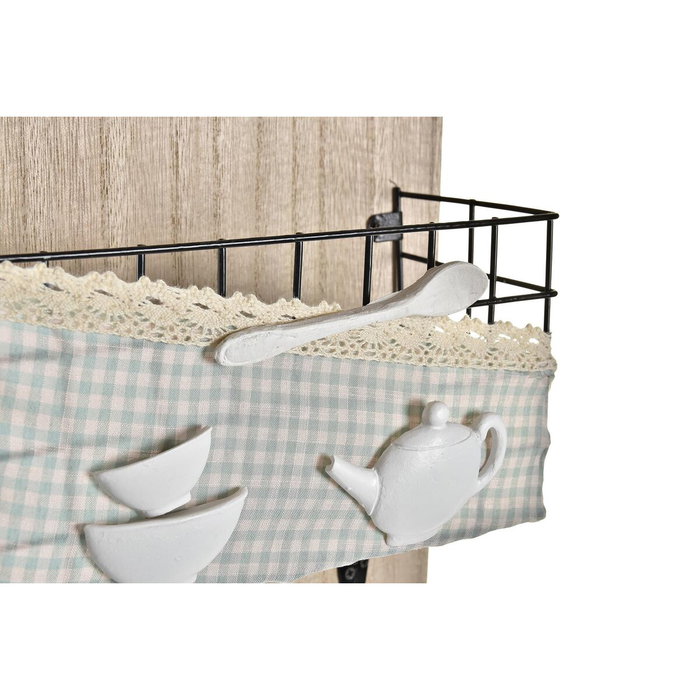 DKD Home Decor Perchero de Pared Madera y Metal Café Vichy