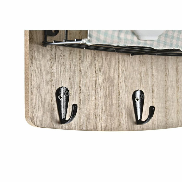 DKD Home Decor Perchero de Pared Madera y Metal Café Vichy