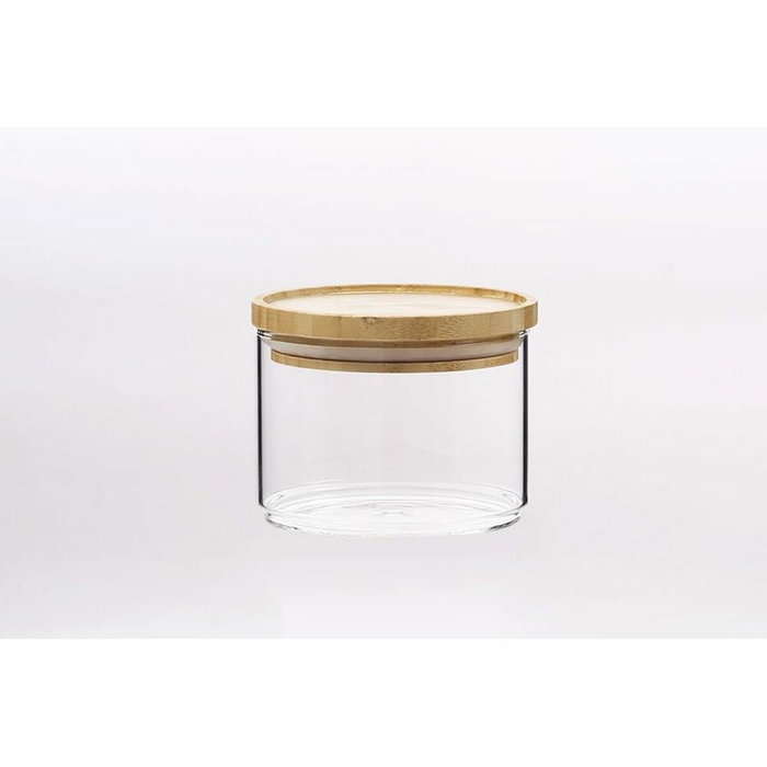 DKD Home Decor Set de 3 Botes de Borosilicato y Bambú 470 ml