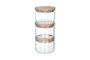 DKD Home Decor Bote Vidrio Borosilicato Bambú Transparente Natural Set 3 Piezas 470ml 10x7.5x10cm