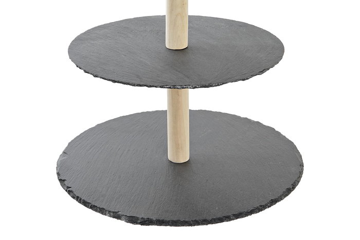 DKD Home Decor Frutero Negro Natural Pizarra Bambú 28 x 39.5 x 28 cm