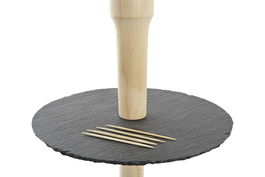 DKD Home Decor Frutero Negro Natural Pizarra Bambú 28 x 39.5 x 28 cm