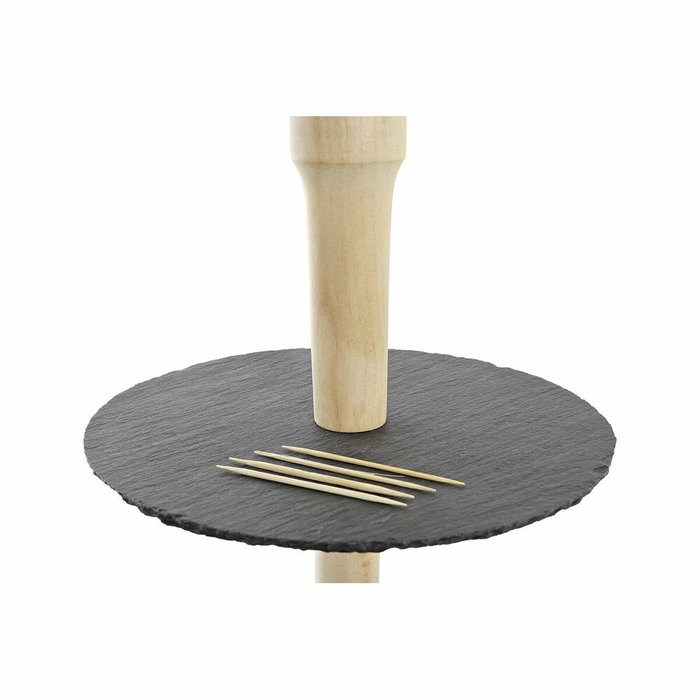 DKD Home Decor Frutero Pizarra y Bambú 28x28x39,5 cm Negro/Natural