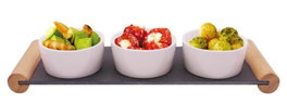 DKD Home Decor Tabla Aperitivo Negro Blanco Gres Pizarra 10 x 5.8 x 33 cm Set de 4