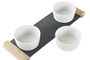 DKD Home Decor Tabla Aperitivo Negro Blanco Gres Pizarra 10 x 5.8 x 33 cm Set de 4