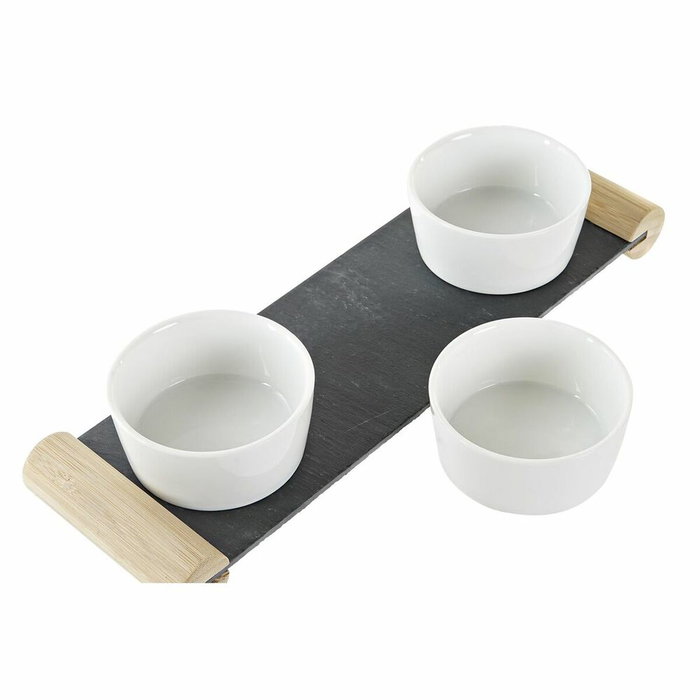 DKD Home Decor Set de 4 Tablas para Aperitivo en Gres Negro Pizarra 33x10x5,8 cm