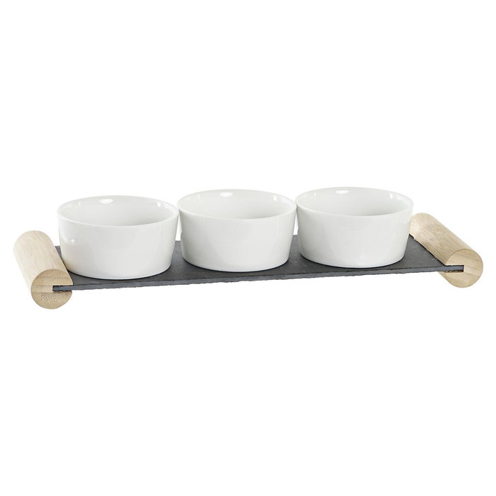 DKD Home Decor Set de 4 Tablas para Aperitivo en Gres Negro Pizarra 33x10x5,8 cm