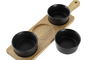 DKD Home Decor Tabla Aperitivo Acacia Gres Negro Natural Set 4 Piezas 38x10x5.2 cm