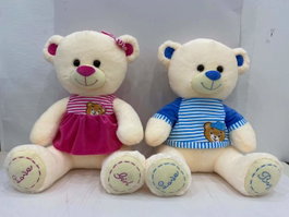 DKD Home Decor Peluche Osito Boy/Girl Azul Rosa Beige 25 x 50 x 25 cm (2 Unidades)