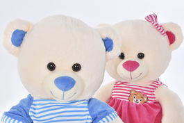 DKD Home Decor Peluche Osito Boy/Girl Azul Rosa Beige 25 x 50 x 25 cm (2 Unidades)