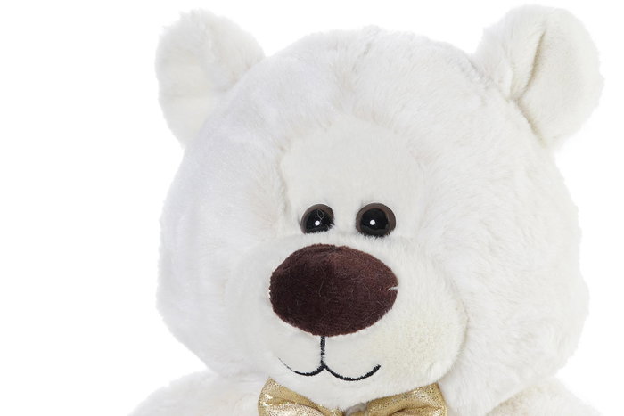 DKD Home Decor Osito Pajarita Peluche Blanco Dorado 30 x 30 x 36 cm DKD Home Decor Osito Pajarita Peluche Blanco Dorado 30 x 30 x 36 cm