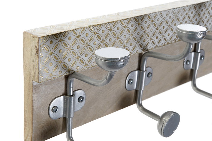 DKD Home Decor Perchero de Pared Vintage Natural Dorado Mango Metal 46 x 10 x 15 cm