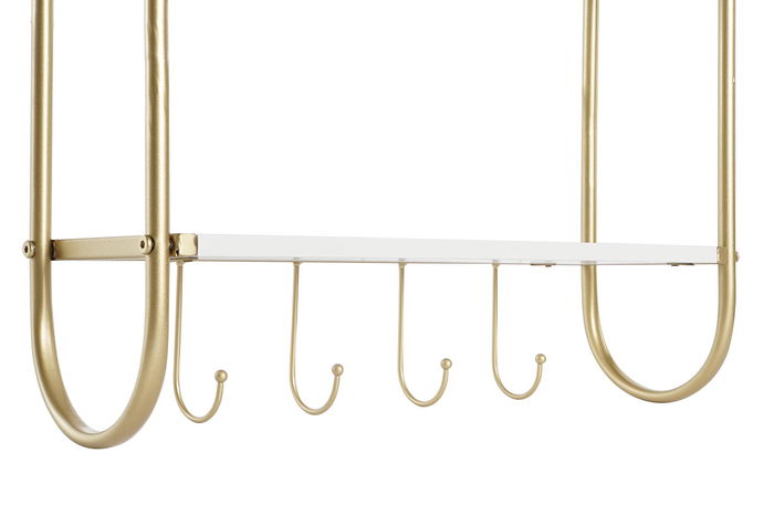 DKD Home Decor Perchero Pared Glam Dorado Blanco Metal y MDF 50 x 15 x 43 cm DKD Home Decor Perchero Pared Glam Dorado Blanco Metal y MDF 50 x 15 x 43 cm