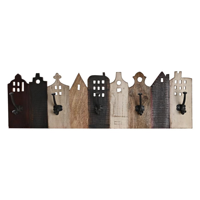 DKD Home Decor Perchero de Pared de Madera y Metal Hecho a Mano