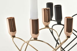 DKD Home Decor Candelabro Metálico Negro y Dorado 20 x 23 x 20 cm (2 Unidades) Moderno