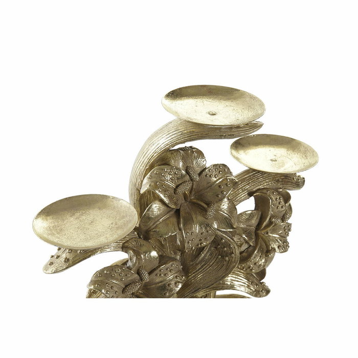 DKD Home Decor Portavelas de Resina Flor Dorado 26x12x23 cm