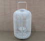 DKD Home Decor Portavelas Blanco 28 x 47 x 28 cm Bambú y Cristal