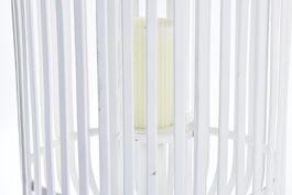 DKD Home Decor Portavelas Blanco 28 x 47 x 28 cm Bambú y Cristal