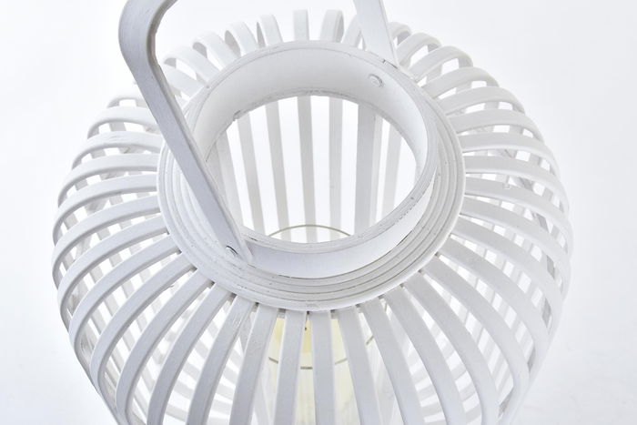 DKD Home Decor Portavelas Blanco 28 x 47 x 28 cm Bambú y Cristal