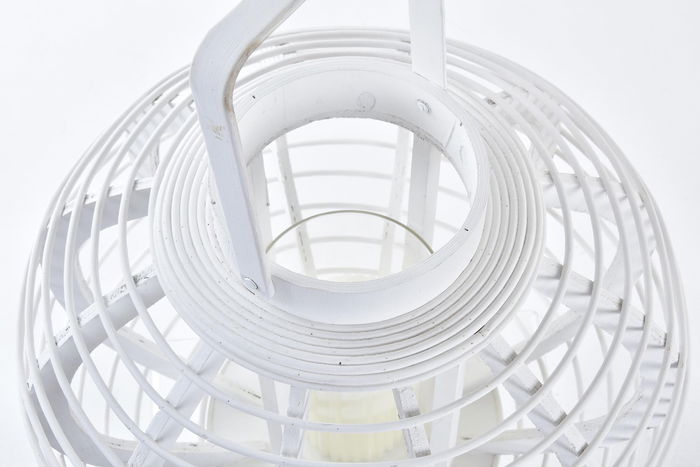 DKD Home Decor Portavelas Blanco Bambú Cristal 35 x 35 x 29 cm