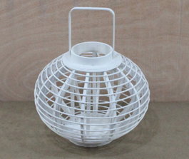 DKD Home Decor Portavelas Blanco Bambú Cristal 35 x 35 x 29 cm
