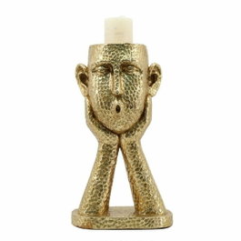 DKD Home Decor Portavelas de Resina Figura Persona Dorado