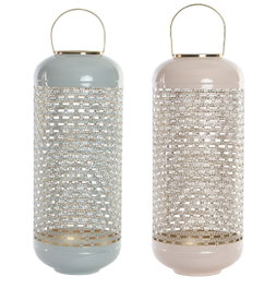 DKD Home Decor Portavelas Rosa y Azul de Aluminio 24 x 60 x 24 cm (2 Unidades)