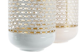 DKD Home Decor Portavelas Rosa y Azul de Aluminio 24 x 60 x 24 cm (2 Unidades)