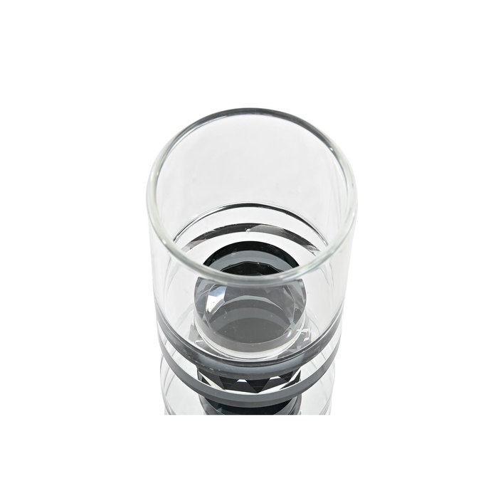 DKD Home Decor Portavelas de Cristal Negro 6x6x16 cm