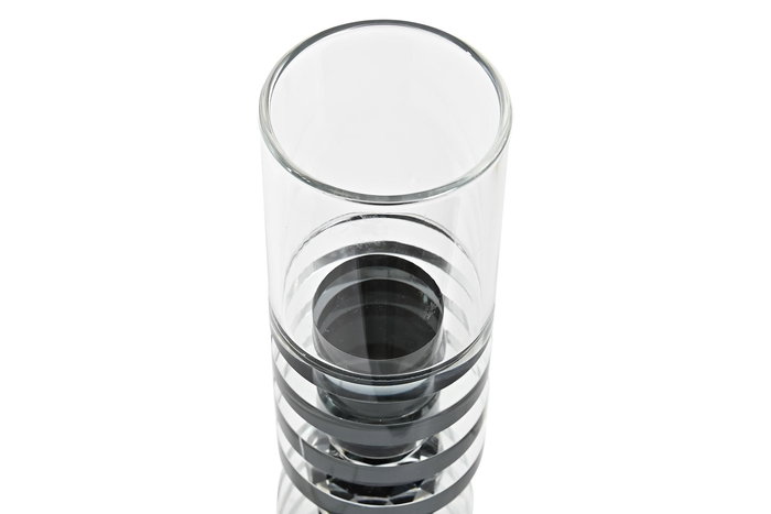 DKD Home Decor Portavela Negro Transparente Cristal 6 x 6 x 28 cm