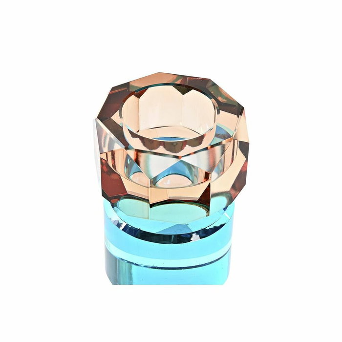 DKD Home Decor Portavelas de Cristal Bicolor 7x7x9 cm DKD Home Decor Portavelas de Cristal Bicolor 7x7x9 cm