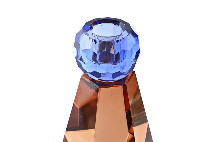 DKD Home Decor Portavela Moderno de Cristal Bicolor Ámbar 12x7x7 cm