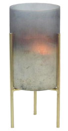 DKD Home Decor Portavela Moderno Bicolor Dorado Cristal y Metal 13 x 41 x 13 cm