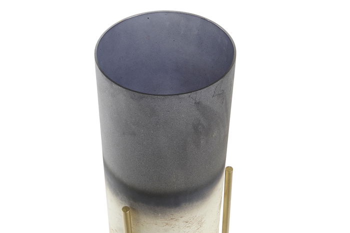 DKD Home Decor Portavela Moderno Bicolor Dorado Cristal y Metal 13 x 41 x 13 cm