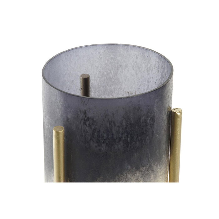 DKD Home Decor Portavelas de Cristal y Metal con Acabado Desgastado