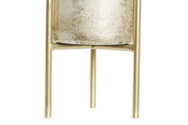 DKD Home Decor Portavela Moderno Bicolor Dorado Metal Cristal 10 x 10 x 23 cm