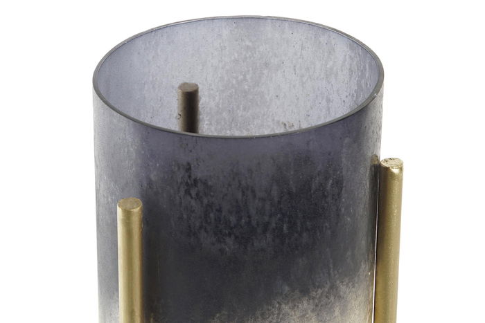 DKD Home Decor Portavela Moderno Bicolor Dorado Metal Cristal 10 x 10 x 23 cm